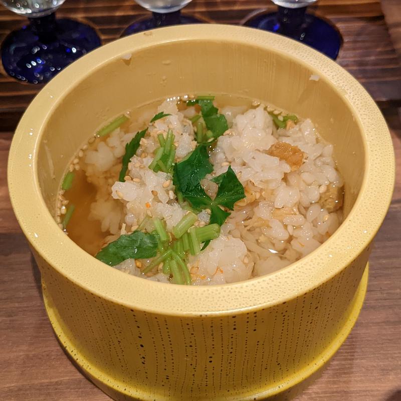 ホタテ貝の炊込みご飯茶漬け(和酒BAR　楽土)