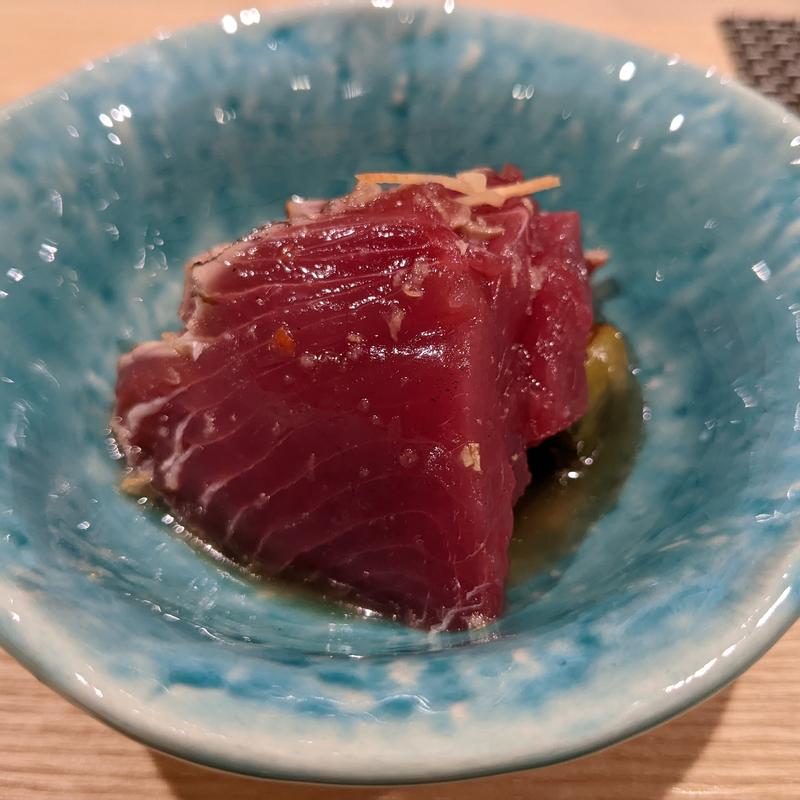 カツオと茄子のお浸し(変タイ鮨すがひさ)
