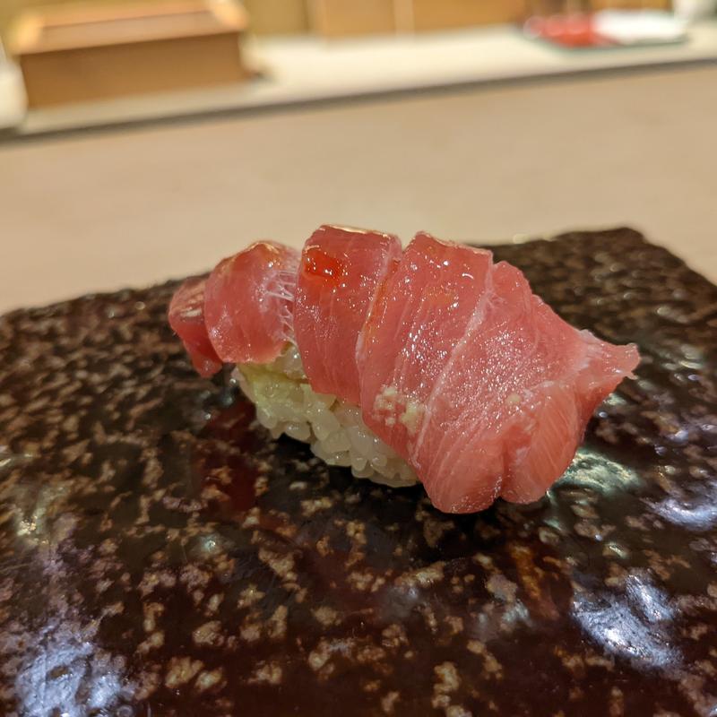 中トロ、スイートチリさわび(変タイ鮨すがひさ)