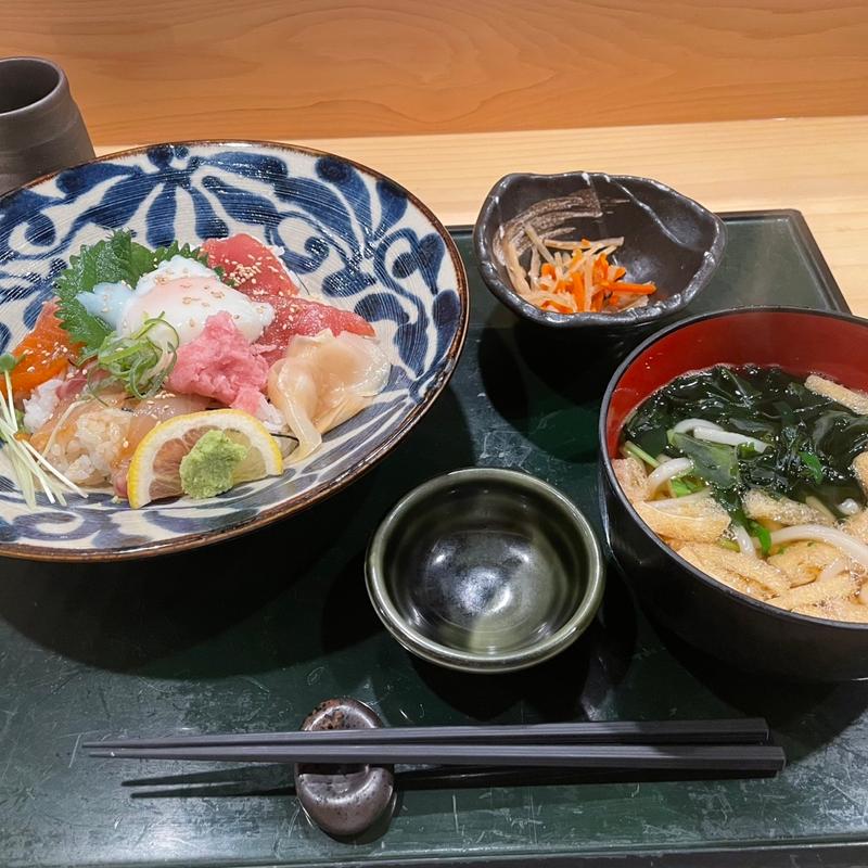 三色旨漬け丼うどんセット(北浜の和がや)