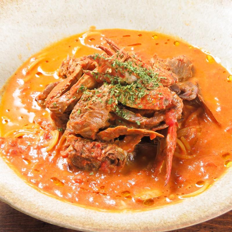 濃厚！スープが残らない　渡り蟹のトマトクリームスープパスタ(エビータ （e'vita）)