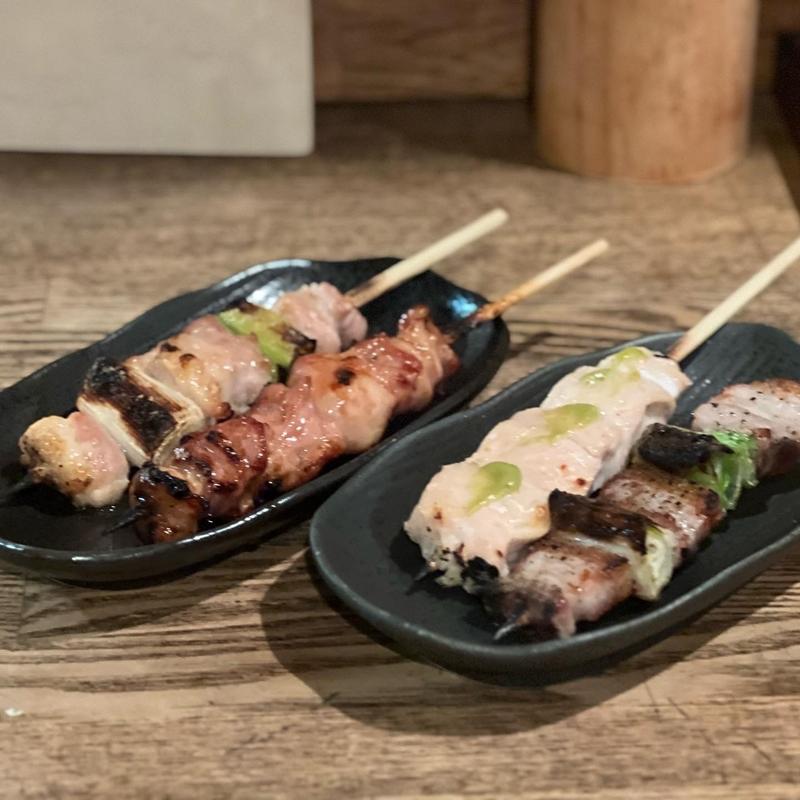 ねぎま、ひな、ささみわさび、豚バラ(ぱぱろく武蔵店)