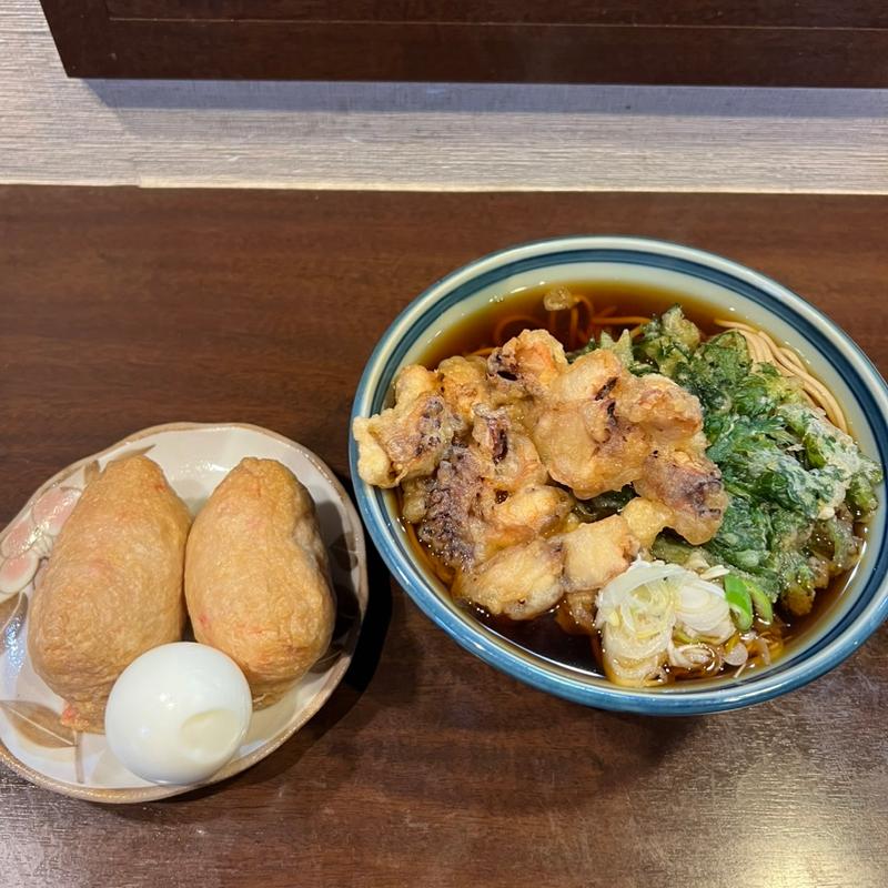 ゲソ天そば、春菊天(そば滝)