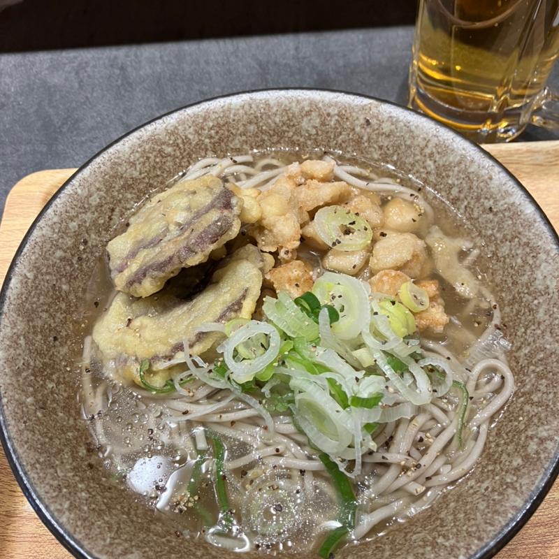 旬の紫芋と柚子胡椒ピリ辛塩だしつゆ(蕎麦・立飲み 一味)