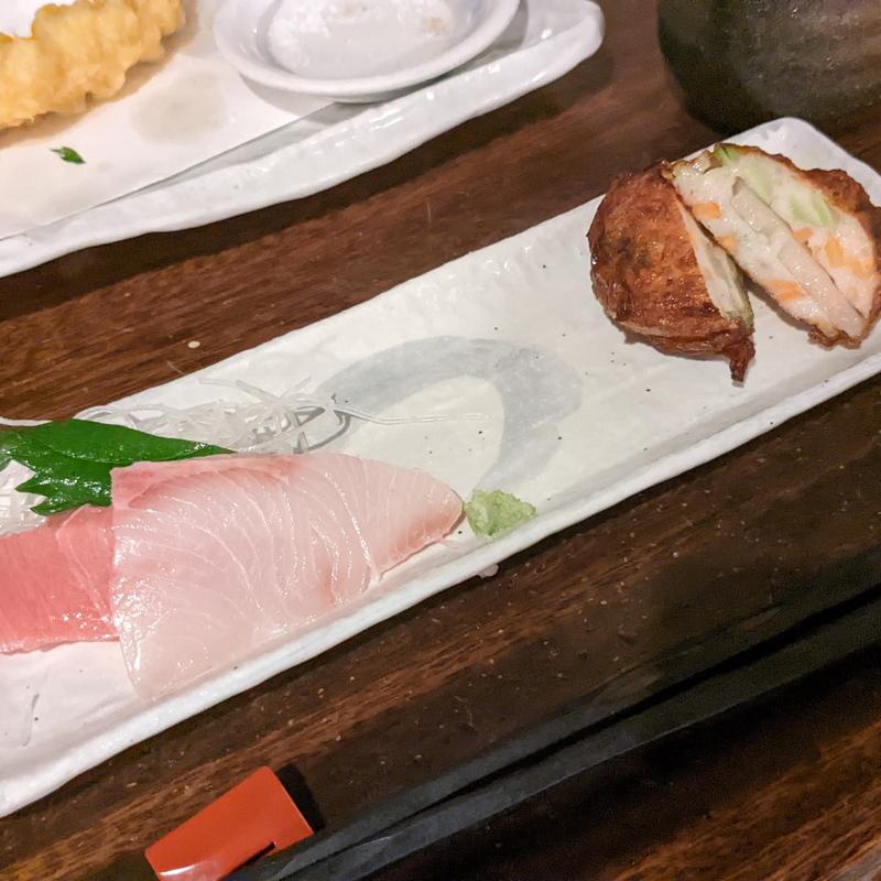 中トロ、ヒラマサ、さつま揚げ(讃岐うどん 蔵之介 （くらのすけ）)