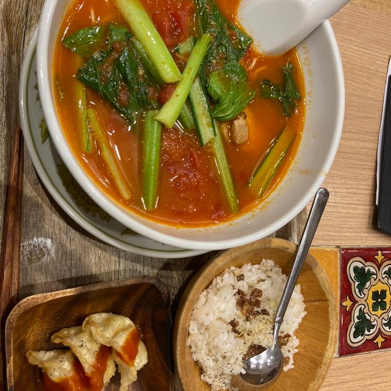 太陽ラーメン＋Aセット(太陽のトマト麺withチーズ 新宿ミロード店)