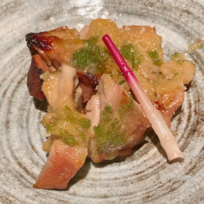 鶏もも肉の味噌マスタードネギパン粉焼き  ディアブロおくどはん仕立て(みます屋 おくどはん)