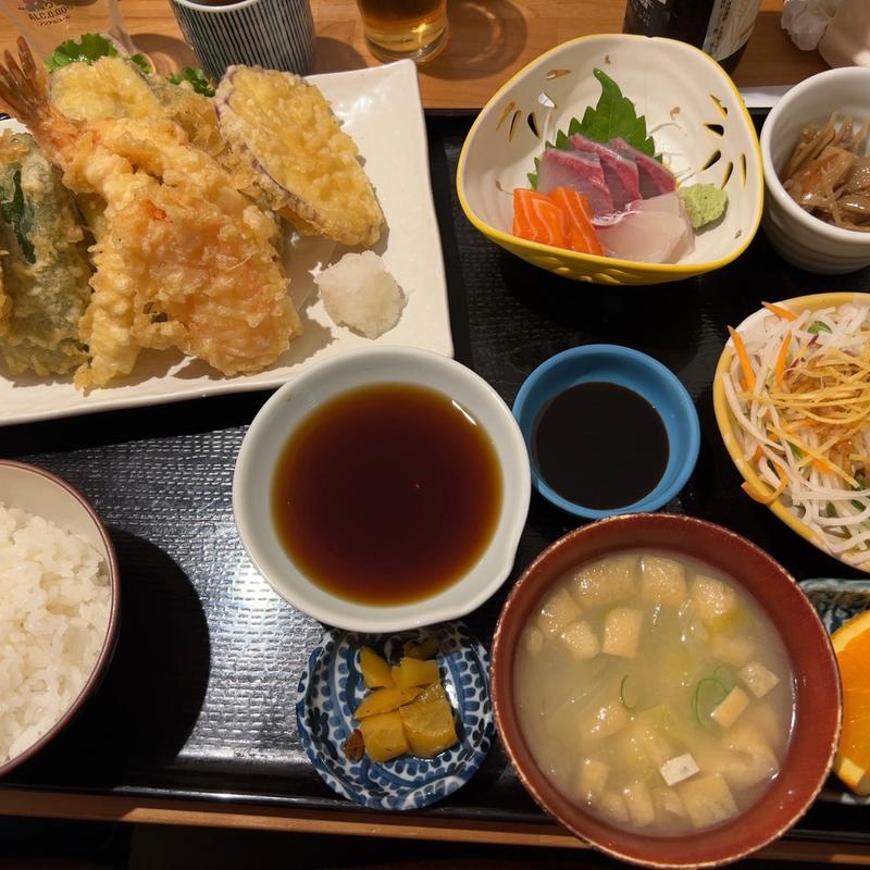 天ぷら定食(亜麻色)