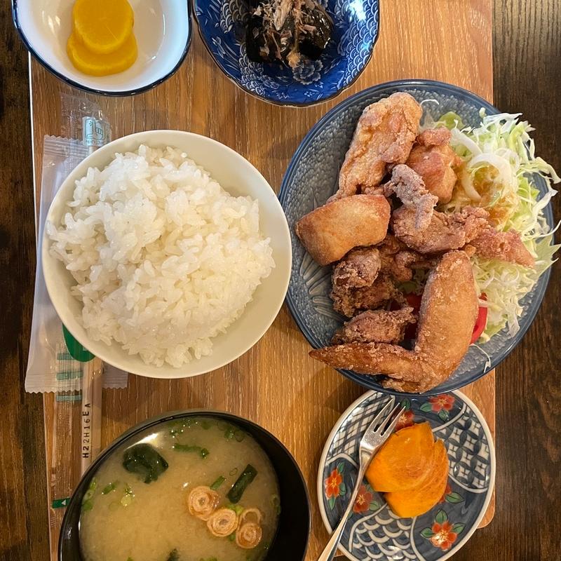 三種の唐揚げ定食(農家食堂やまくに)