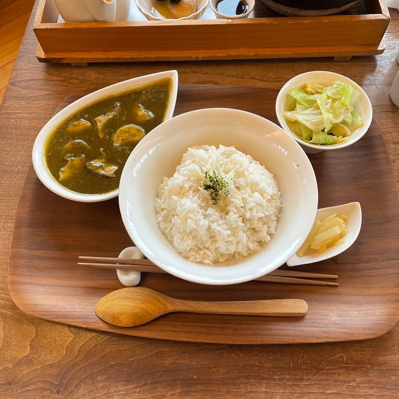 あおさのグリーンカレー　鮑・エリンギとともに(あそらの茶屋)