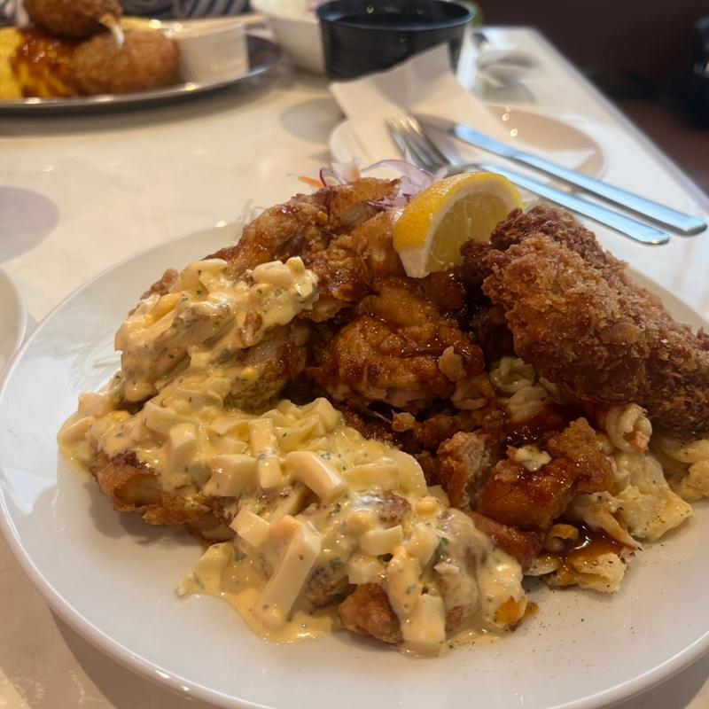 チキン南蛮　カキフライトッピング(洋食　ジャンボ)