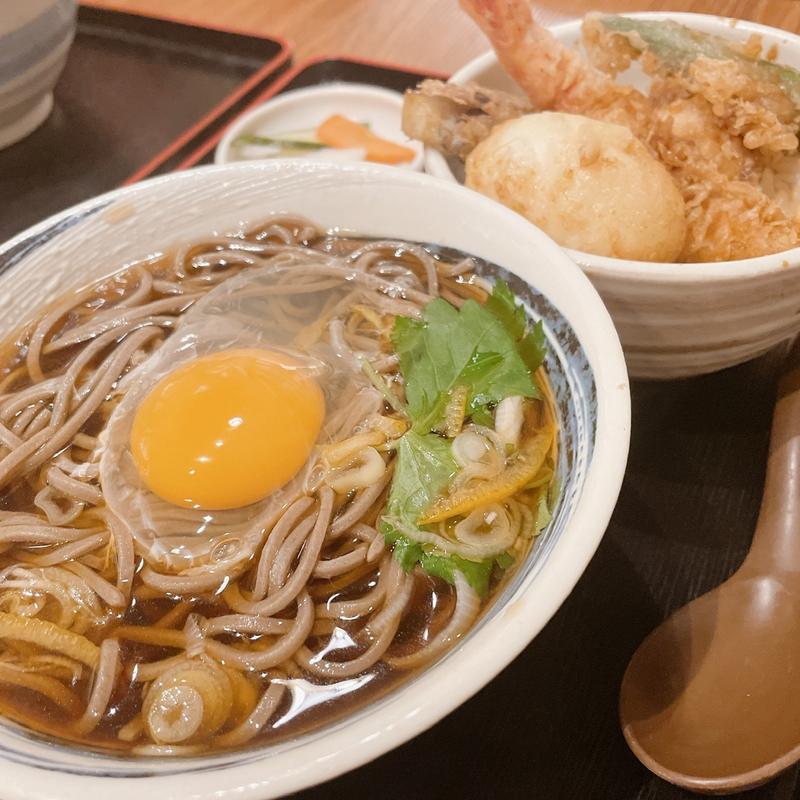 月見そば&天丼セット(浅草割烹天とよ神保町店)