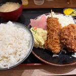 串カツ、メンチ定食(とんかつ麻釉)