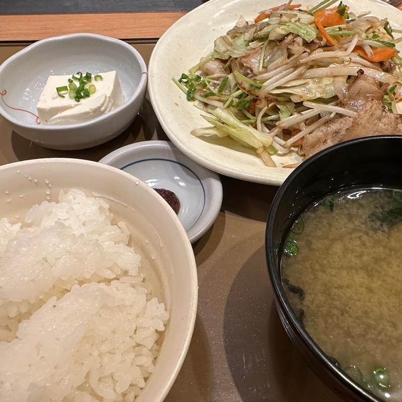 肉野菜炒め定食(やよい軒 今津店)