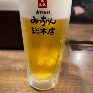 生ビール中ジョッキ(アサヒスーパードライ)(みっちゃん総本店 八丁堀店 )