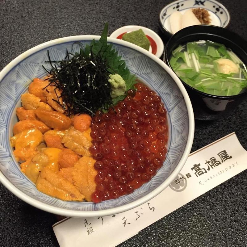 いくらうに丼(銀座 四代目 高橋屋、天然うなぎ)