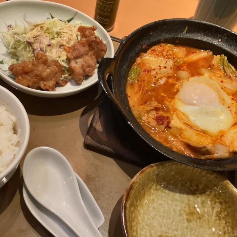 【から揚げ付】辛旨チゲ定食(やよい軒 フォレオ広島東店)