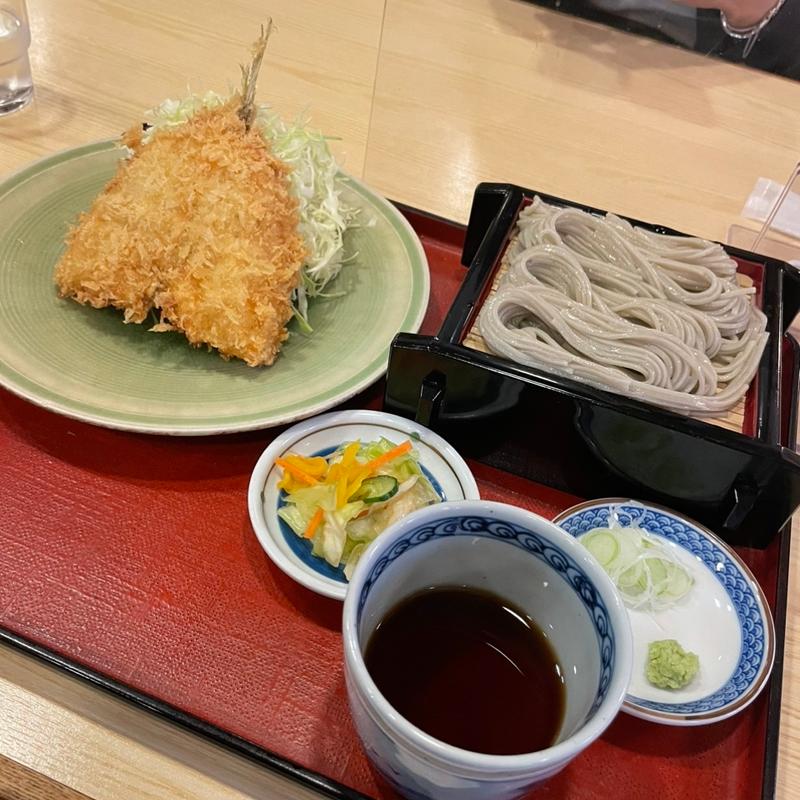 アジフライ定食　へぎそば(へぎそばと地酒処 杉乃屋)