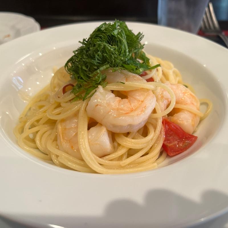 大海老と大葉のアーリオオーリオ(ピッコロボスコ)