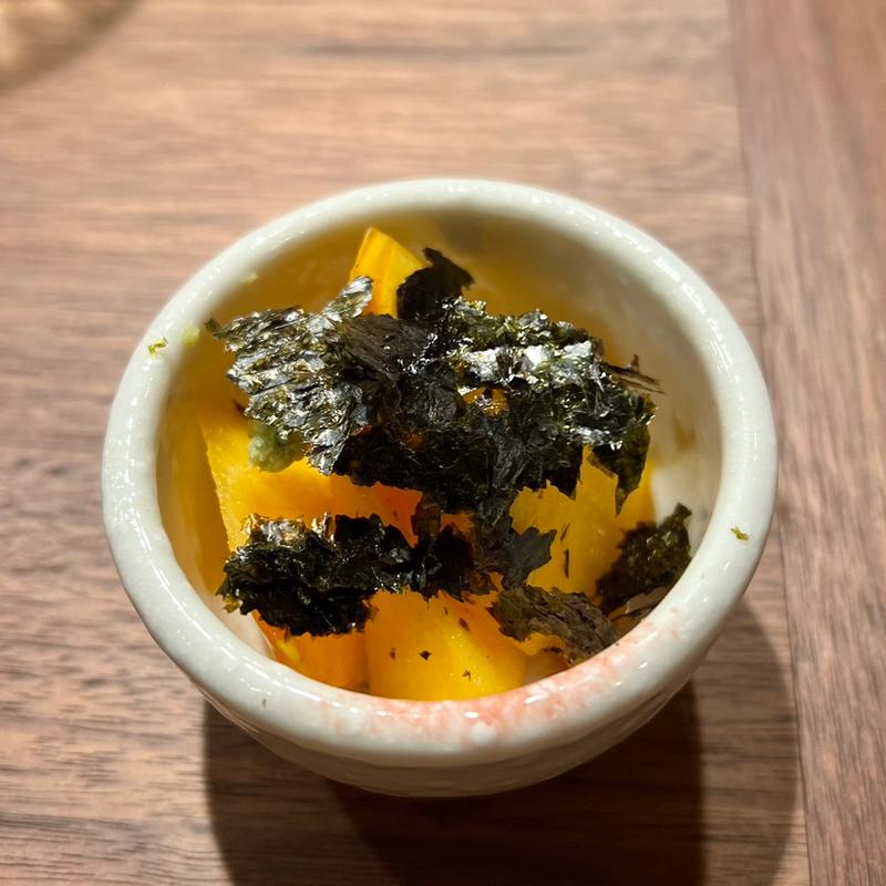 柿のわさび醤油(鉄板焼 工藤)