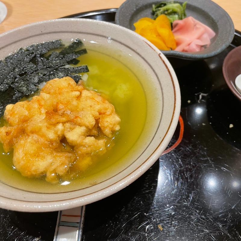 コースのシメのかき揚げ茶漬け(天一横浜高島屋)