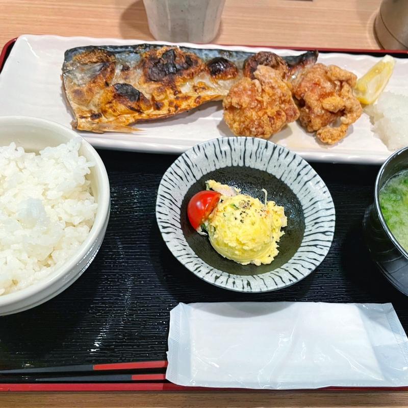 金華鯖と唐揚げ定食(勝どき橋 まえ田)