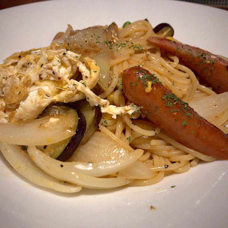 ソーセージとたまごとなす スパゲティー(キャンパス （CAMPUS）)