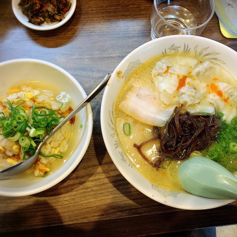 ワンタンメンとあんかけミニチャーハンセット(元祖 ぴかいち 月隈店)