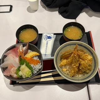 海老天丼(並)&仲買の海鮮丼(上)(牧原鮮魚店 mozoワンダーシティ店)