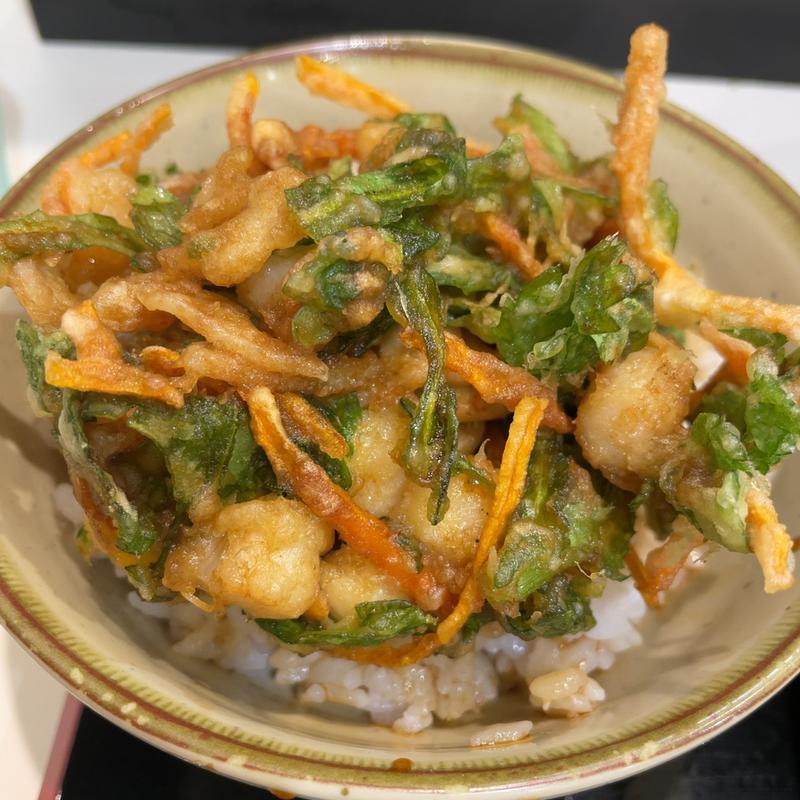 小柱と春菊のかき揚げ丼(ゆで太郎 大井町店)