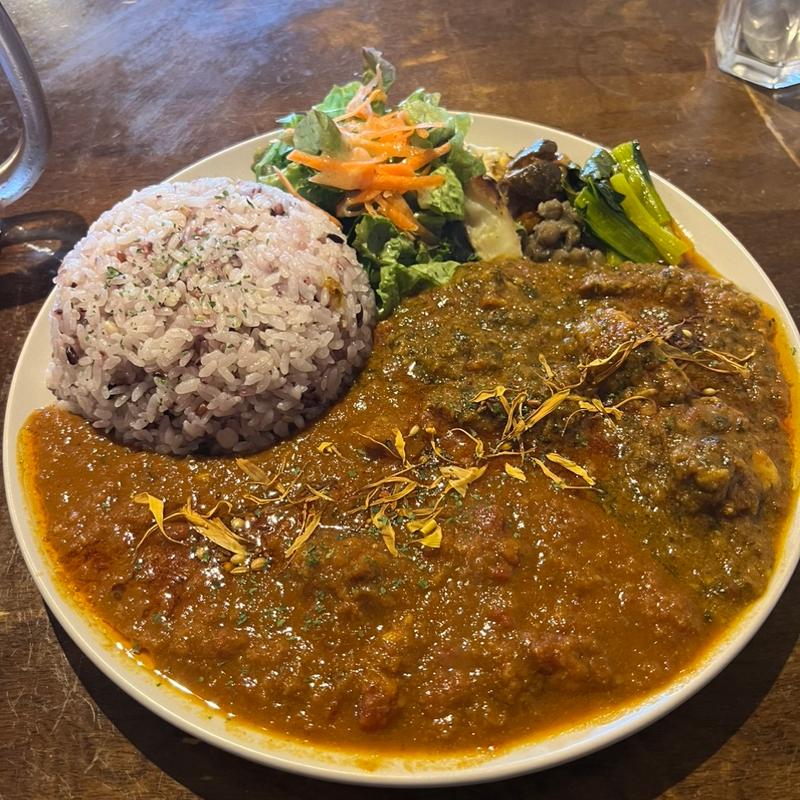 選べる2種類あいがけカレー（エビ　チキンほうれん草）(主役はスパイス)