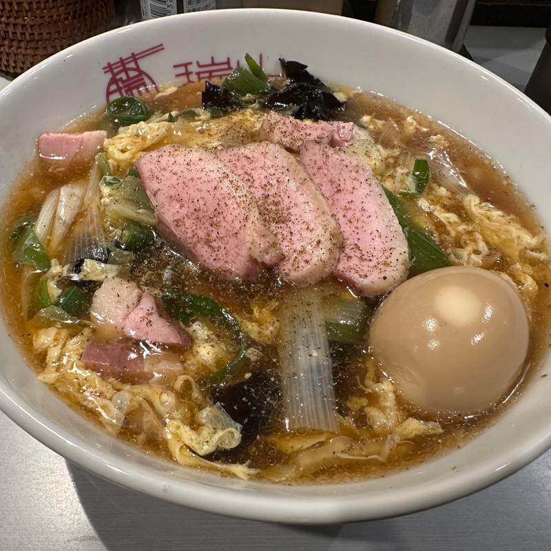 合鴨と下仁田葱 　花山椒のあんかけ蕎麦(中華蕎麦 瑞山)