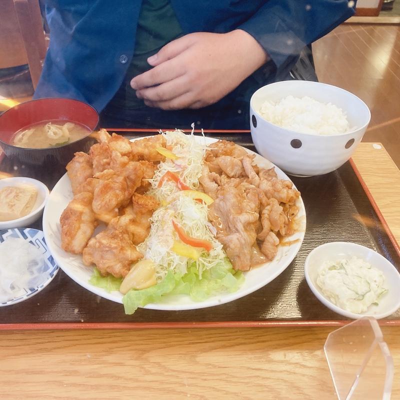 ダブルミックス定食(豚バラ＆鶏もも唐揚げ)(ふくだや)
