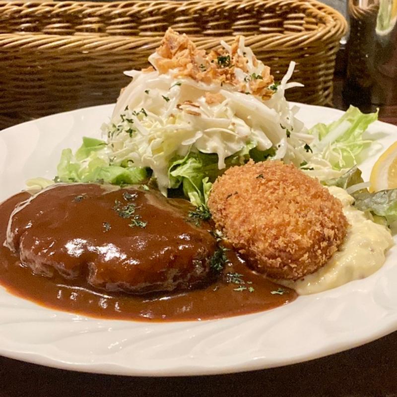 和牛ハンバーグ＆真鯛のクリームコロッケ(グリルばらの木 （ばらのき）)