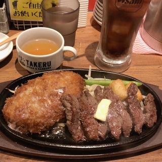ステーキ&ハンバーグ コンビ(１ポンドのステーキ ハンバーグ タケル 日本橋オタロード店)