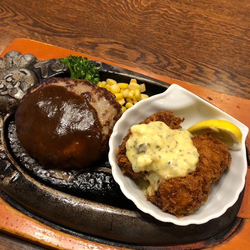 ハンバーグ&"広島県産"大粒牡蠣フライ(トマト＆オニオン 我孫子店)