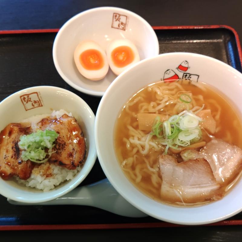 ミニ炙り焼豚ご飯と半ラーメンセット(会津喜多方ラーメン坂内 小法師 水沢店 （あいづきたかたらーめんばんない こぼし）)