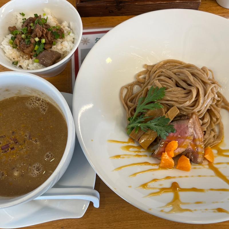 紀州鴨のつけ麺〜柑橘ソースを添えて〜並(麺麓menroku)