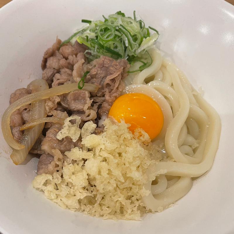 牛肉釜玉うどん(讃岐うどん寿)