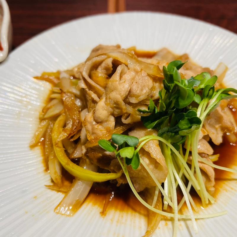 阿波ポーク豚バラのやみつき生姜焼き(博多おでんと自然薯　よかよか堂)