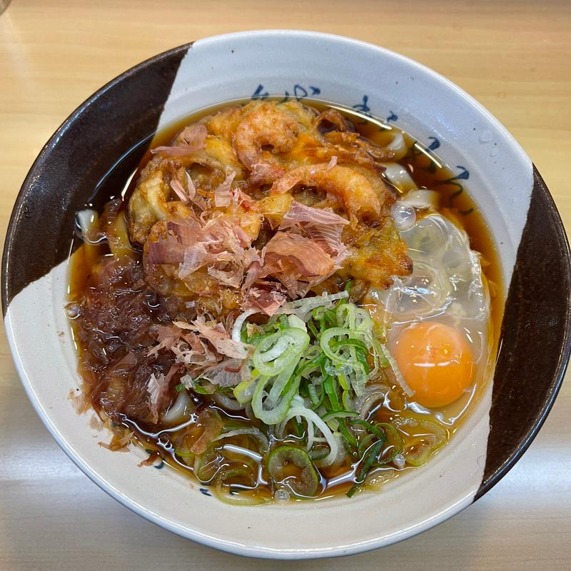 かきあげ玉子入りきしめん(住よし JR名古屋駅10・11番線)