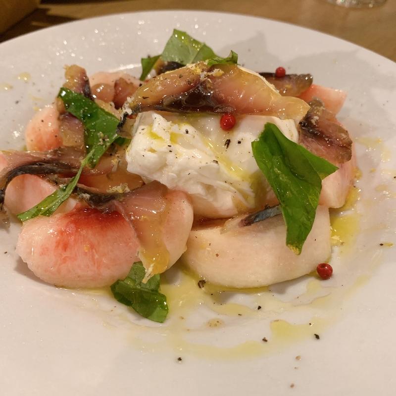 伊産ブッラータ、サバの生ハム、桃(サプライ)