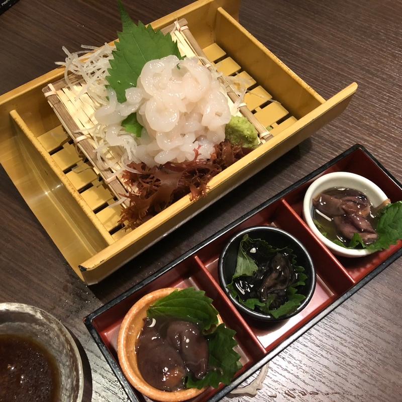 白エビ刺身とホタルイカ色々(おあじ 総曲輪店)