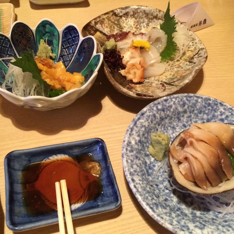 ホヤ、ツブ、ホッキの刺身(酒菜屋 )