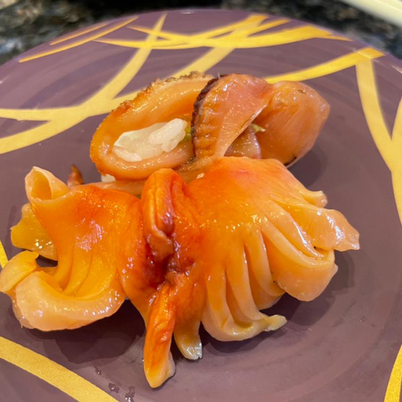 活赤貝とヒモの握り(魚屋路 碑文谷店)