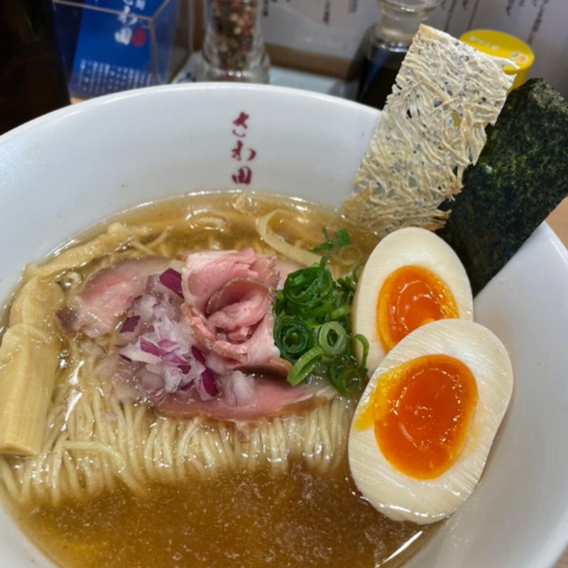炭火焼鯵煮干塩そば味玉(らぁ麺 さわ田)