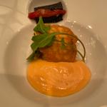 天然鯛の卵焼きトマト風味ソース(タワーズレストラン クーカーニョ)