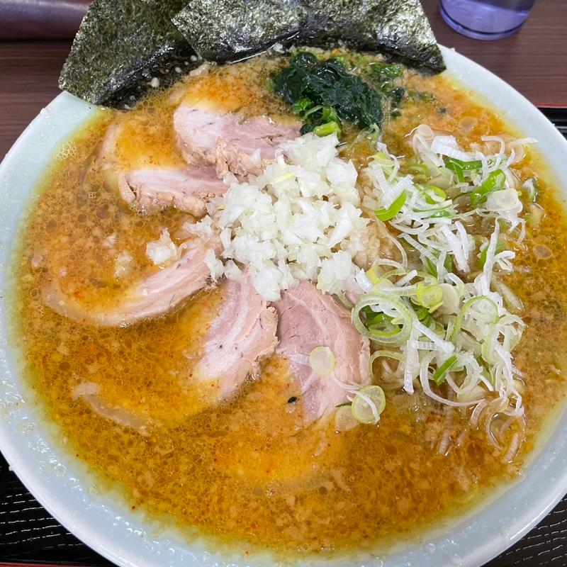 お酢七味ラーメン＋チャーシュー増し＋薬味ネギ＋カレースパイ1枚(ラーメンショップ 塚崎店 )
