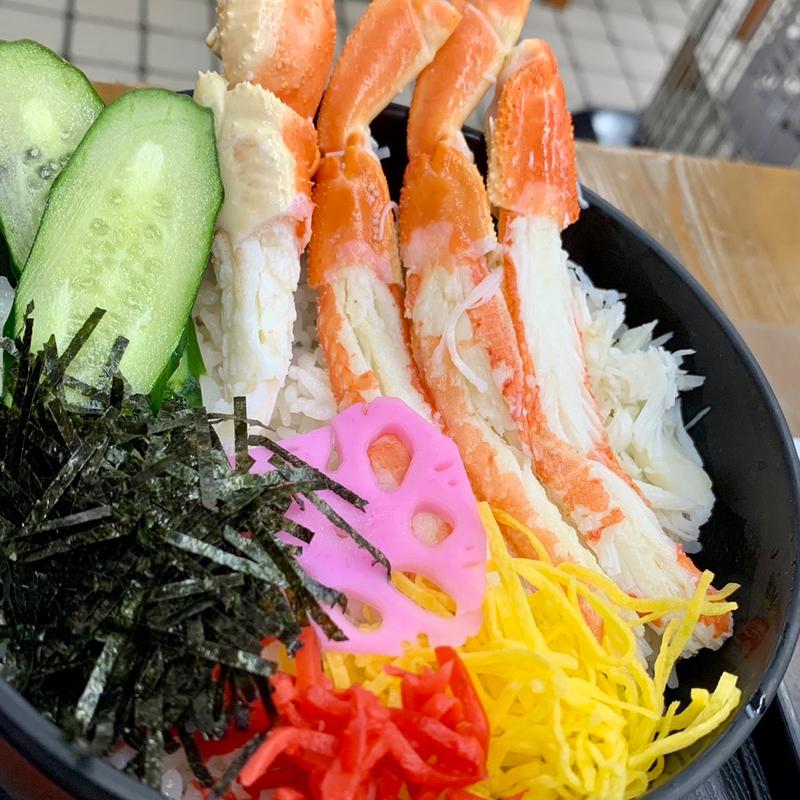 かにめし+いか刺し(食事処 夕なぎ)