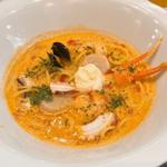 地中海風 カニとエビと帆立のトマトクリームスープ(洋麺屋 五右衛門 池袋パルコ店)